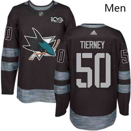 Mens Adidas San Jose Sharks 50 Chris Tierney Premier Black 1917 2017 100th Anniversary NHL Jersey